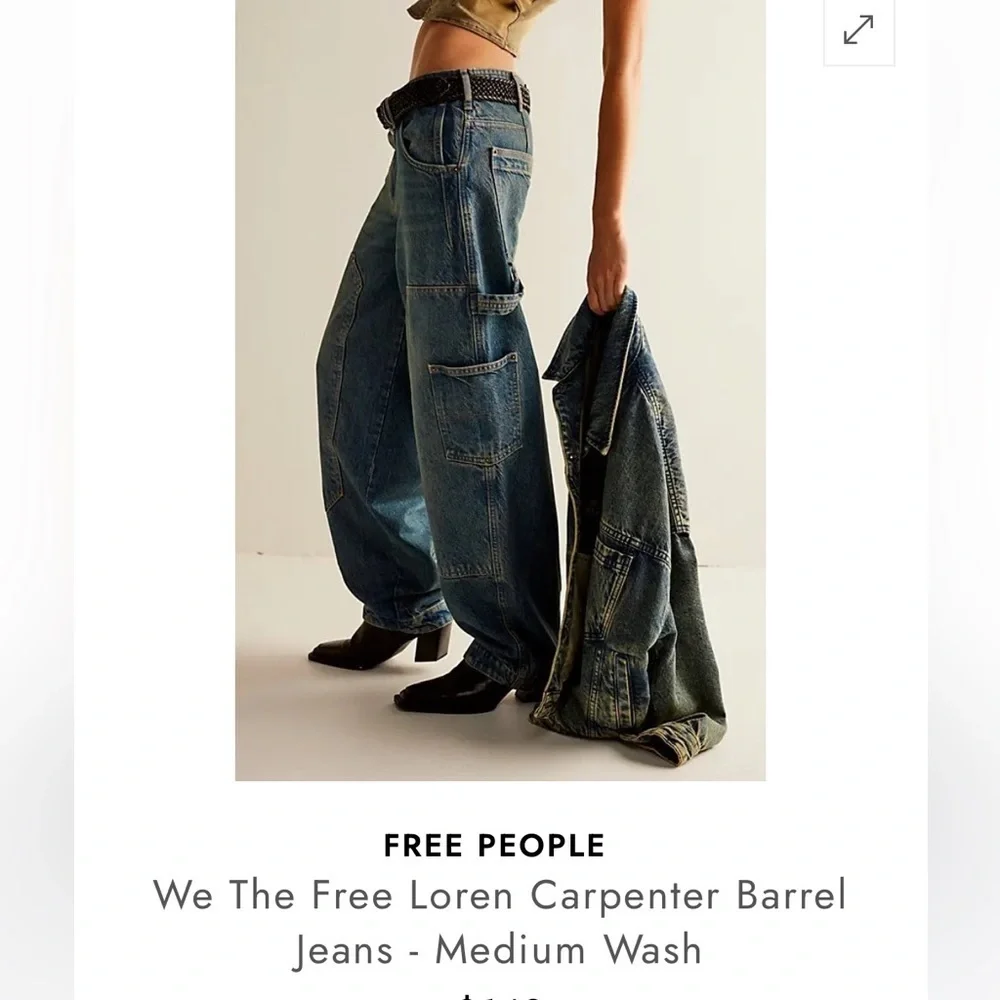 Free People Loren High Rise Carpenter Barrel Jeans Size 28 NWT